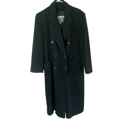 Abrigo largo de lana negro vintage J. Percy para Marvin Richards hecho en EE. UU. para mujer 10 Foto 1 de 4