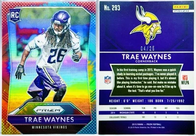2015 Panini Prizm Trae Waynes RC Tie Dye Dyed Rookie #4/25 Minnesota Vikings - Image 1 of 3