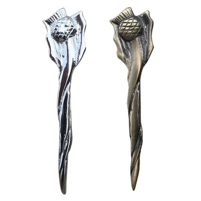 Pin escocés Kilt Pin Hihgland cardo cresta celta Kilt prendedores 4" cromo antiguo AAR Foto 1 de 2