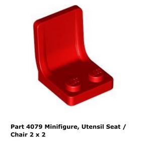 Lego 1x 4079 Red Minifigure, Utensil Seat / Chair 2 x 2 Town