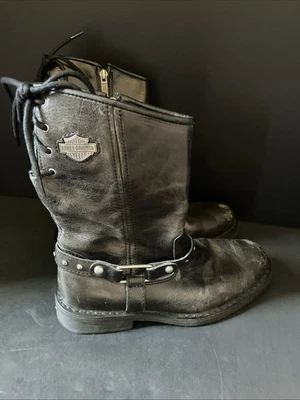Harley Davidson Motorcycle Boots Black Leather D83722 Women 7.5 M - Image 1 of 4