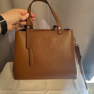 Vera Pelle Italian Leather Medium Crossbody Bag Top Handle Purse Brown Italy - Bild 1 von 14