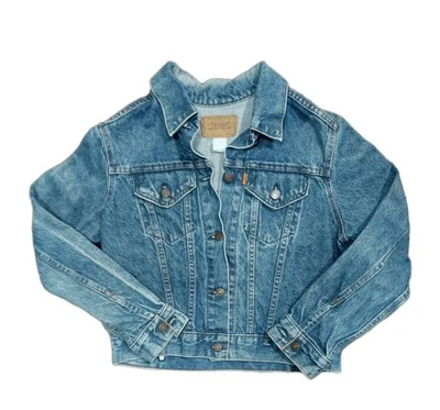 Vintage Jean Jacket Levis Denim YOUTH M Orange Tab 70s 80s USA Made Kids LEVI'S - Image 1 of 4