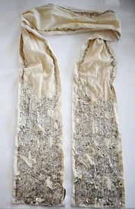 FALIERO SARTI Italy SEQUIN-Embroidered SILK COTTON Formal Long Scarf Oblong - Picture 1 of 9