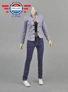 1/6 scale Plaid Shirt Tank Top Jeans Set for 12'' Female Figure Doll - Picture 1 of 5
