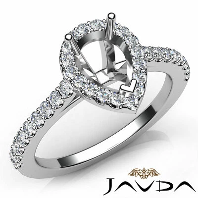 High Quality Pear Semi Mount Shared Prong Setting Diamond Engagement Ring 0.50Ct - Image 1 of 4