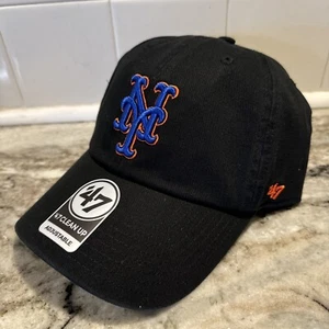 '47 Brand Men's New York Mets Black Clean Up Adjustable MLB Baseball Hat Cap NEW - Picture 1 of 5