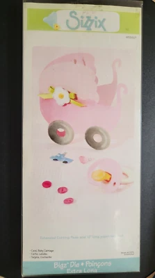 SIZZIX Card Baby Carriage Bigz XL Extra Long 655927 Newborn Shower Invitation - Image 1 of 3