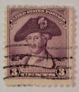 VINTAGE ~ Francobollo USA ~ George Washington 1732-1932 ~ 3 ¢ Francobollo marrone -02 - Foto 1 di 6