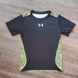 Under Armour UA Shirt Size 6 Boys youth baseball black neon yellow athletic  - Picture 1 of 4