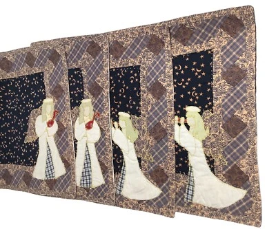 Patchwork & Appliquéd Angels Hand Quilted Placemats Set Of 4 Country Cottage - Image 1 of 4