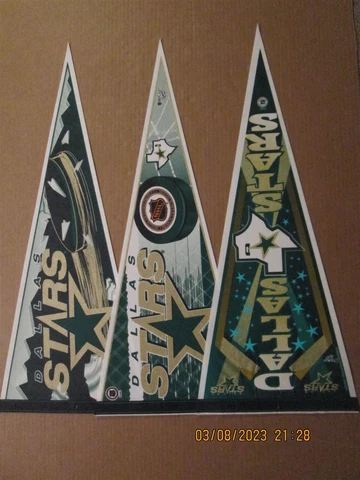 NHL Dallas Stars Vintage Lot of 3 Style #2 1990's Team Logo Hockey Pennants Cover