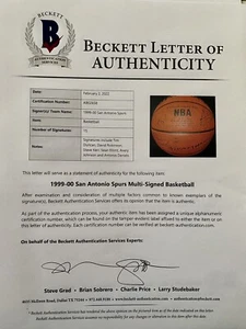 SAN ANTONIO SPURS SIGNED BASKETBALL 1999-2000 Tim Duncan David Robinson Beckett - Picture 1 of 8