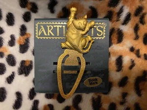 ARTEFAKTE Lesezeichen goldfarbene Katze signiert JJ - Bild 1 von 6