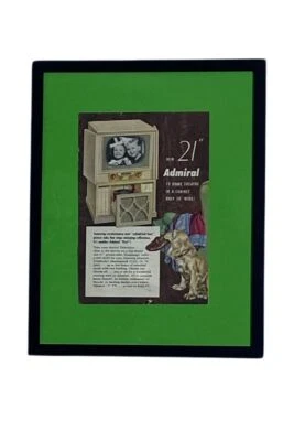 Vintage Magazine Advertisement Framed Ready To Hang TV Home Theater Shows Dog - Image 1 of 3