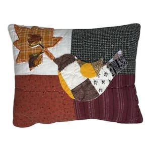NEW Handmade Autumn Bird & Acorns Pillow Vintage Quilt Old Chenille  Autumn Fall - Picture 1 of 10