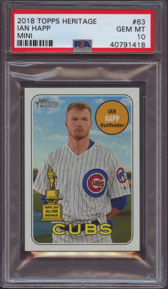 2018 Topps Heritage 63 Ian Happ Mini PSA 10 Gem Mint #100  Pop 1 - Image 1 of 1