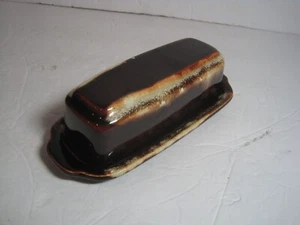 Vintage Brown Drip Butter Dish / Pfaltzgraff 28 with Castlemark - Picture 1 of 5