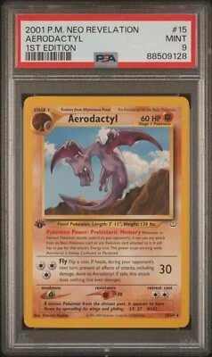 PSA 9 MINT Aerodactyl 15/64 - 1st Edition Neo Revelation 2001 - Non Holo Rare - Image 1 of 2