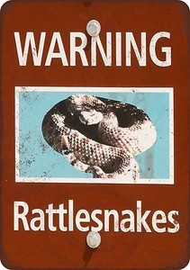 Warning Rattlesnakes vintage look Reproduction metal sign 8 x 12 - Picture 1 of 1