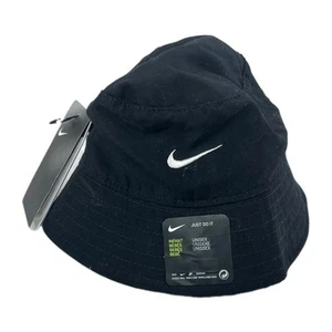 Nike Infantil Negro Cubo Sol Sombrero UPF 40+ Negro Ajustable Swoosh Nuevo Con Etiquetas - Imagen 1 de 7