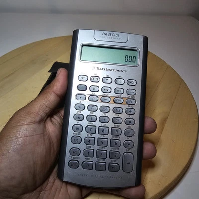 Vintage TI ba ii plus professional silver financial calculator Working W/Pouch  - Image 1 of 4