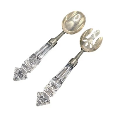 Juego de servir ensaladas de colección Shannon por Godinger plato de plata asas de cristal 2 piezas Foto 1 de 4