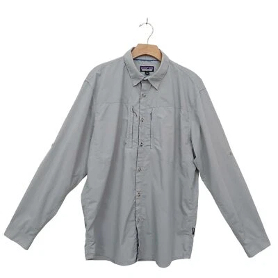 Camisa Patagonia Para Hombre Grande Gris Manga con Pestaña Enrollable Abotonada Ligera Exterior Foto 1 de 4