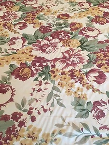 Cotton Upholstery Decor Flora yellow brick red Sage Rose 2.4 yards - Picture 1 of 8