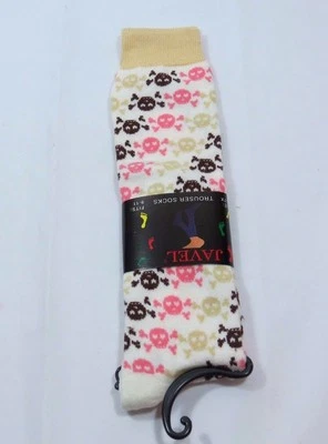 Womens Skull Crossbones White Trouser Knee High socks Size 9-11 Warm Stretchy C - Image 1 of 3