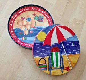 BIA Cordon Bleu Set of 4 SHORE Porcelain Plates Summer Plates 2003 Ocean Theme. - Picture 1 of 6