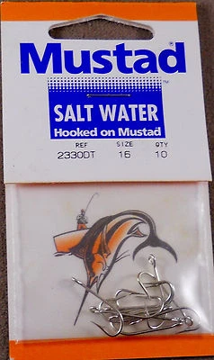 Mustad Fishing Hooks 1 Pack Of 10 Saltwater Hooks Size #16 Tinned  - Image 1 of 2