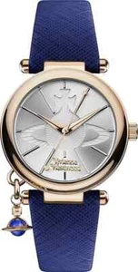 Reloj Vivienne Westwood cuero dorado azul con dijes orbe para mujer VV006RSBL - Imagen 1 de 4