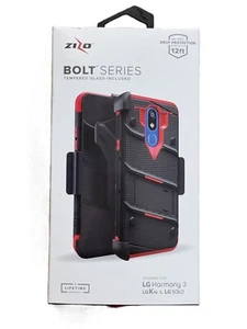 ZIZO BOLT SERIES Case for LG Harmony 3/ K40/LG Solo, Belt Clip and Temper Glass - Picture 1 of 6