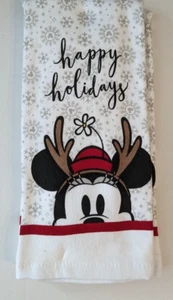 Disney Minnie Mouse HAPPY HOLIDAYS Kitchen Towel Reindeer Snowflakes *** NEW *** - Picture 1 of 1