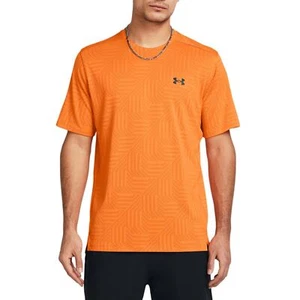 Men's T-Shirt Under Armour Tech Vent Geotessa Short Sleeve in Orange - Picture 1 of 5