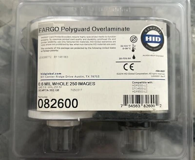 HID Fargo Polyguard Overlaminate 082600 (82600) 0.6 mil - Image 1 of 2