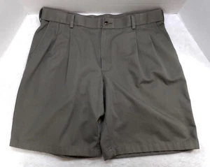 Roundtree & Yorke Shorts Mens 38 Dark Green Pleated Easy Care Cotton Golf - Picture 1 of 7