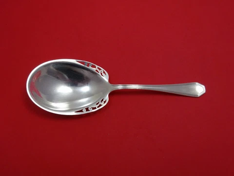 Queen Anne Plain by Dominick & Haff Sterling Silver Berry Spoon Pierced Edge 8" Cover