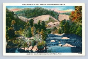 Oconalufty River Near Cherokee Indian Reservation Postcard Unposted - Picture 1 of 2