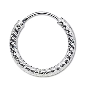 Nose Ring Diamond Sleeve 10mm 22g (0.6mm) 925 Sterling Silver Body Jewellery - Picture 1 of 12