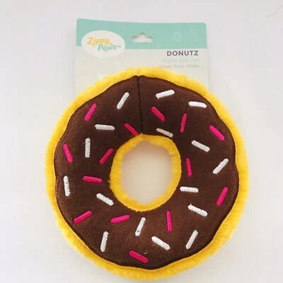 ZippyPaws - Donutz Squeaky Plush Dog Toy Brown Yellow - 7" NeW - Image 1 of 4