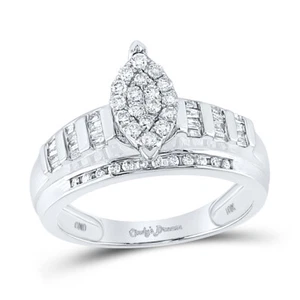 10kt White Gold Womens Round Diamond Oval Cluster Wedding Engagement Ring 1/2ctw - Picture 1 of 1