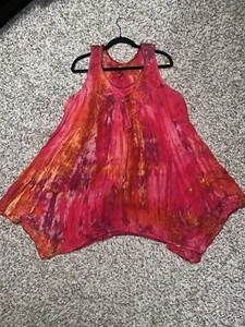 BOHEMIAN India Boutique Maxi Dress One Size multi colored Tie Dye Pink Orange - Picture 1 of 4