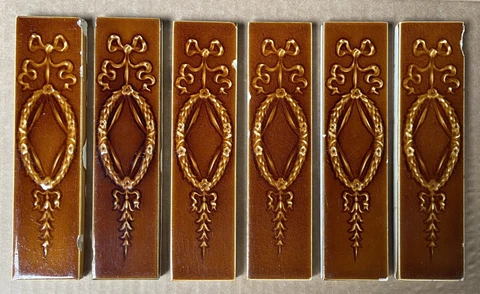 5 PILKINGTON'S - ANTIQUE VICTORIAN MAJOLICA BORDER TILE C1900 Cover