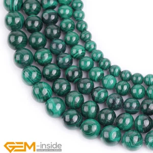 Natural Gemstone Malachite Round Spacer Loose Beads For Jewelry Making 15" AU - Picture 1 of 52