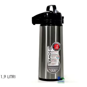 THERMOS A PULSANTE LT. 1,9 ESTERNO IN ACCIAIO INTERNO IN VETRO CALDO FREDDO - Foto 1 di 1