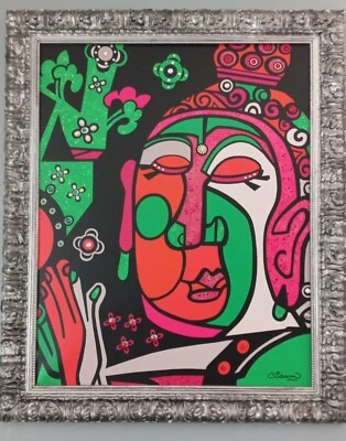 Lienzo de pintura de medios mixtos de meditación de Buda por artista CBaum Foto 1 de 4