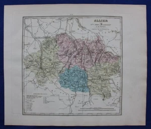 Mapa antiguo original ALLIER, FRANCIA, AUVERNIA-RÓDANO-ALPES, Le Vasseur, 1878 - Imagen 1 de 4