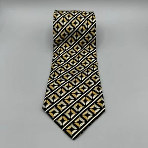 STEFANO RICCI  Gold Black Geometric 100% Silk Mens Luxury Tie 59 1/2in” - Picture 1 of 5